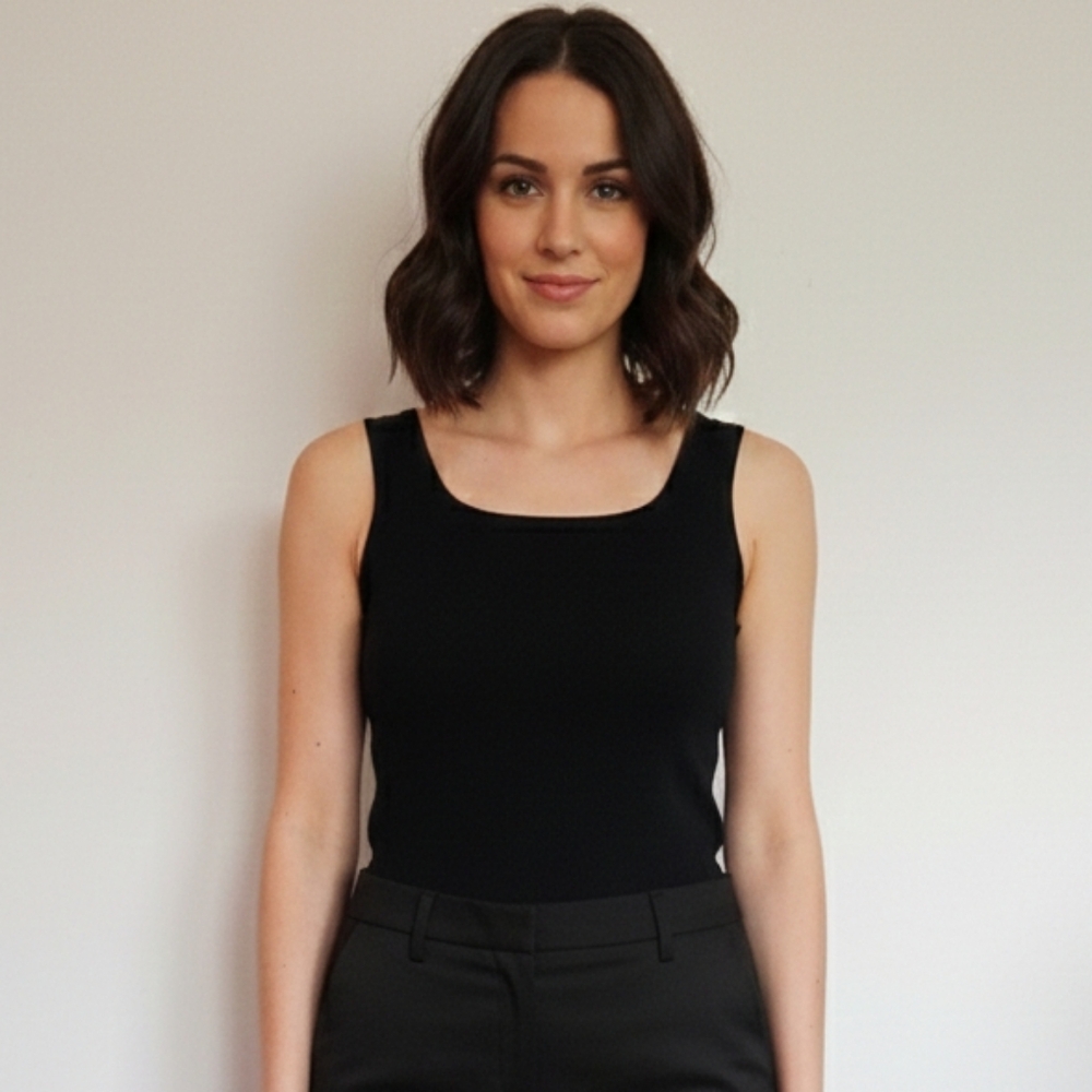 St. John Milano Wool Knit Black Tank Top Size S